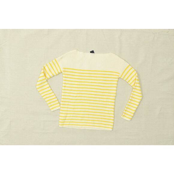 GAP Women's Yellow & White Striped Pullover Sweater Regular Size S Boat Neck - Picture 2 of 8